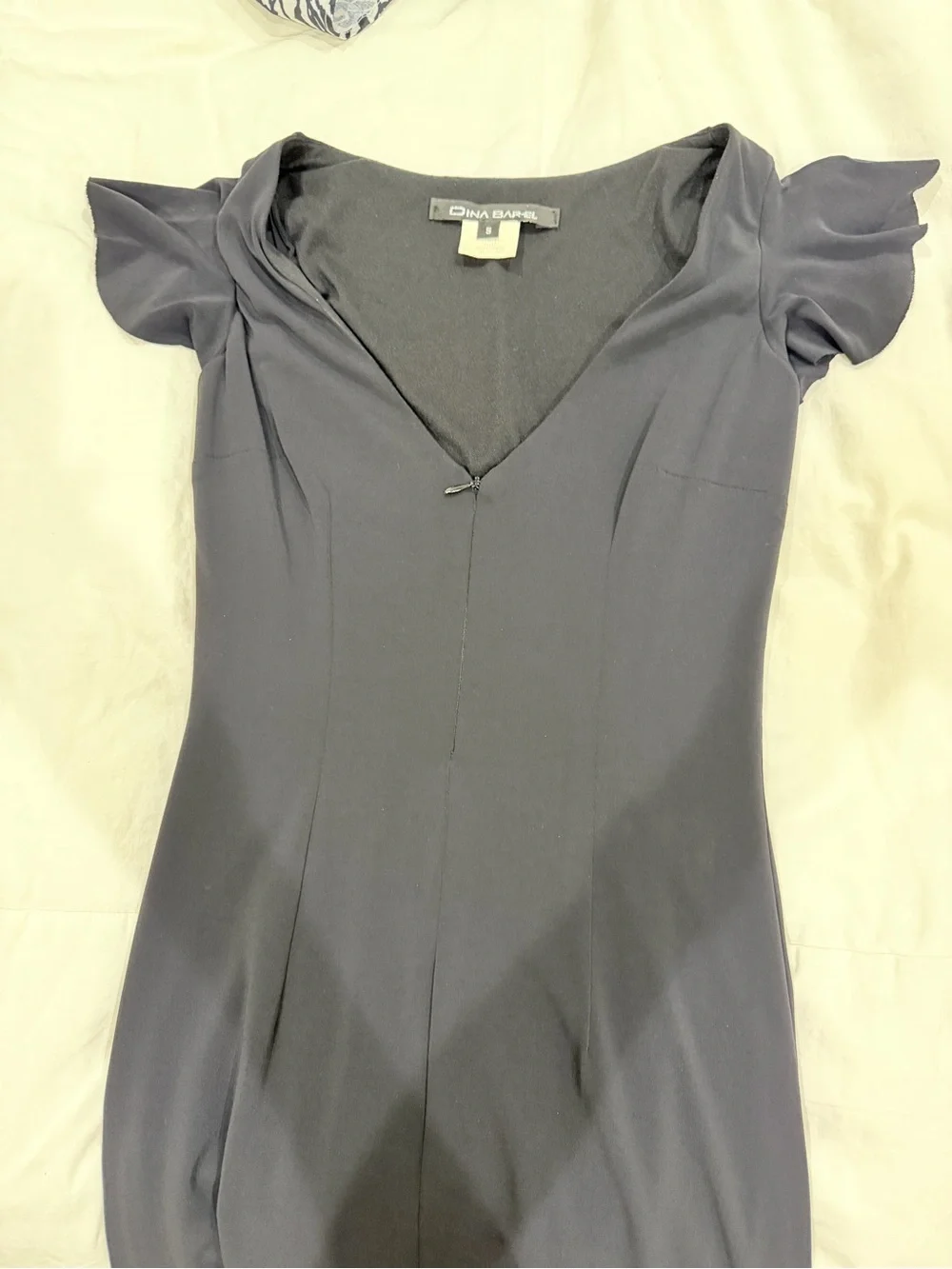 Black Scoop-Neck Midi Dress with Flutter Cap Sleeves - Picture 5 of 5